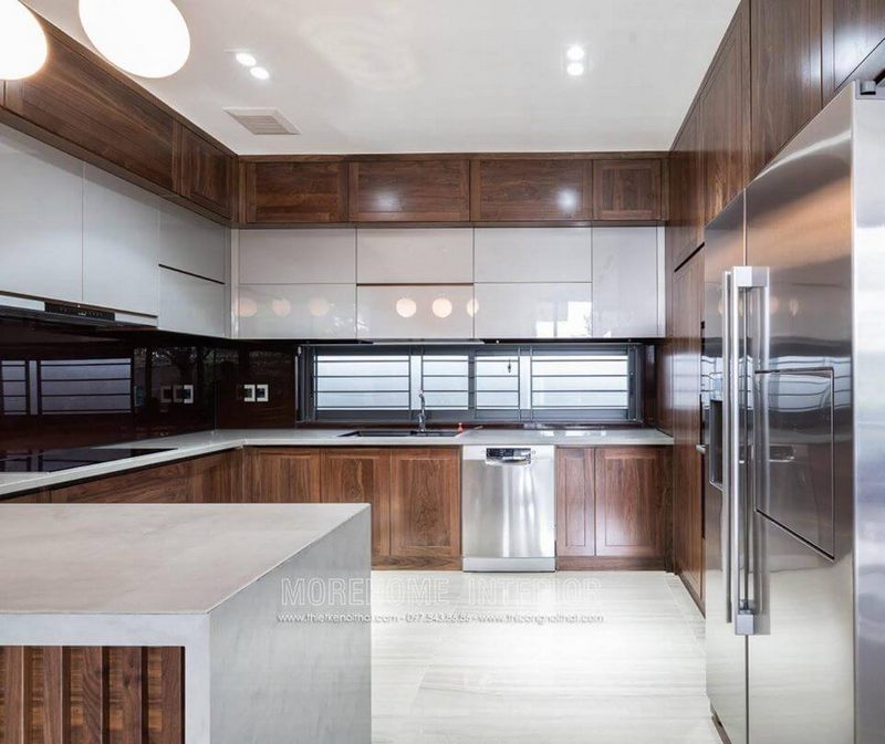 Sáng tạo với nội thất gỗ tủ bếp gỗ óc chó cao cấp cho không gian sang trọng