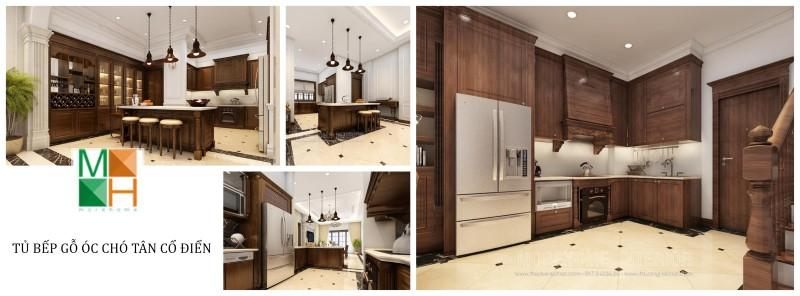 Lựa chọn phong cách thiết kế tủ bếp tân cổ điển bằng gỗ óc chó đang dần thịnh hàng với quý khách hàng, sự khác biệt lớn nhất đó là : Sang trọng - Cao cấp - Tiện dụng.