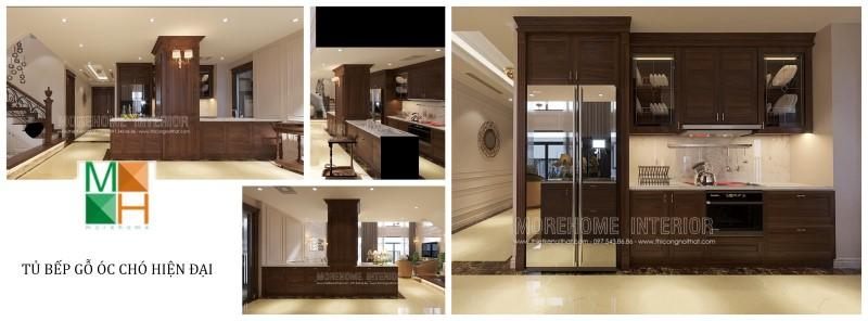 Gợi ý những mẫu thiết kế tủ bếp cao cấp bằng gỗ óc chó nhập khẩu, đẹp, sang trọng.