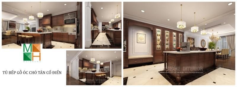 Thêm một mẫu thiết kế tủ bếp gỗ óc chó tân cổ điển cao cấp được kiến trúc sư nội thất Morehome triển khai và được khách hàng quan tâm nhiều nhất.