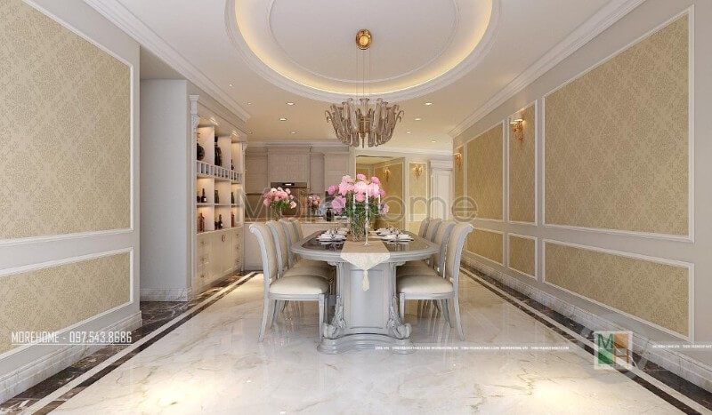 .
Chọn lối thiết kế tân cổ điển tinh tế, tỉ mỉ, với bàn ăn gỗ tự nhiên có những đường cong chạm trổ khéo léo sẽ làm cho bất kì ai nhìn vào có cảm giác trọng đại hơn khi được thưởng thức bữa ăn.