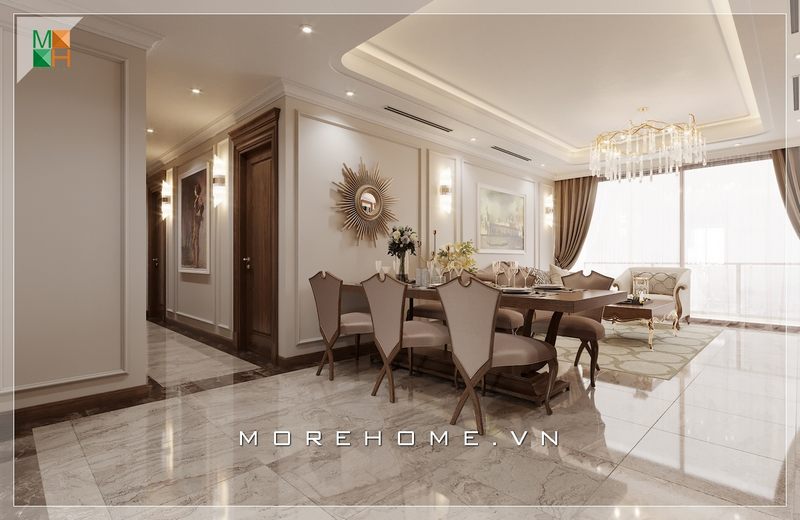 Mẫu bàn ăn gỗ óc chó cung cấp cho gia chủ một không gian ăn uống tinh tế, ấm cúng và có sự sang trọng.